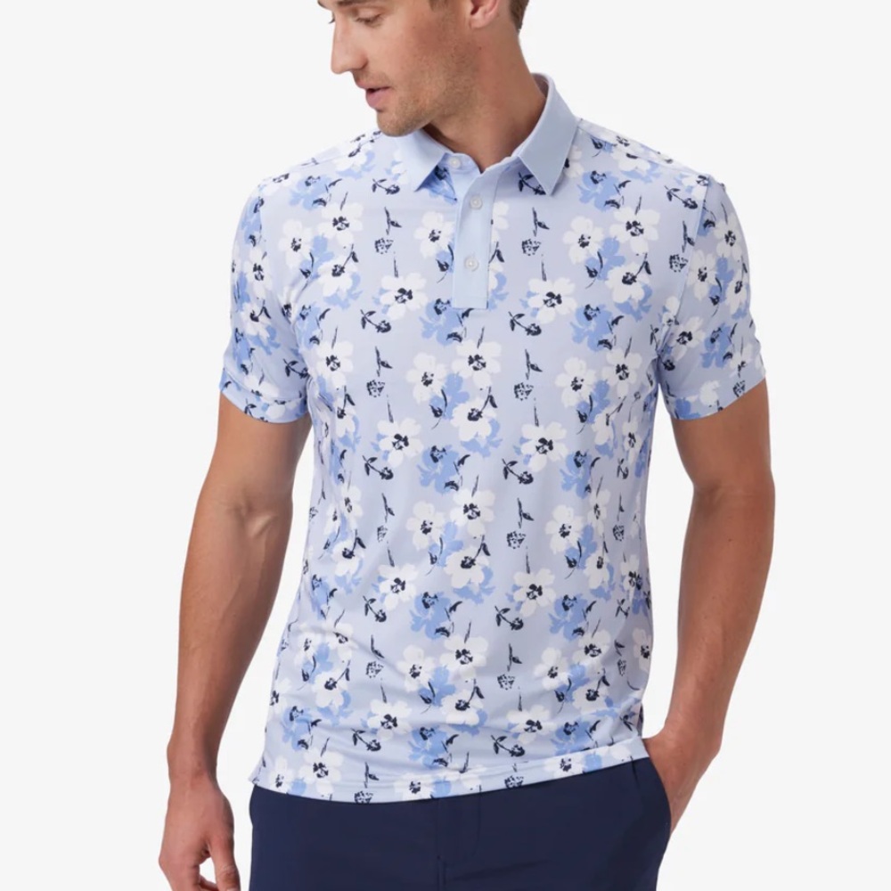 Mizzen+Main Men’s Trim Fit Versa Polo in Color Sky Birmingham in a Size XXL